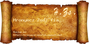 Hronyecz Zsófia névjegykártya